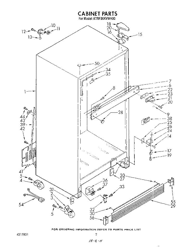 CABINET Diagram and Parts List for KTRF20KVAL00  Whirlpool Refrigerator