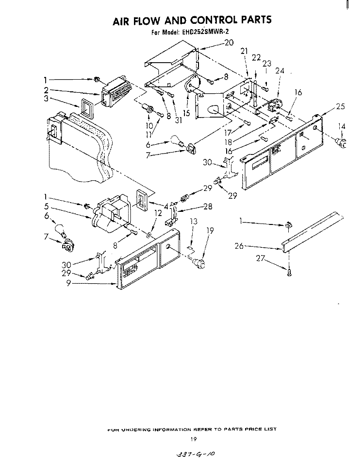 AIR FLOW AND CONTROL Diagram and Parts List for EHD252SMWR2  Whirlpool Refrigerator