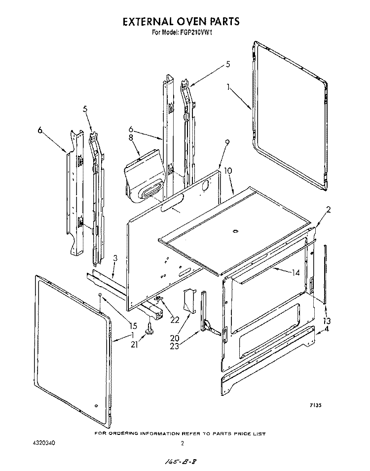 EXTERNAL OVEN Diagram and Parts List for FGP210VL1  Whirlpool Range