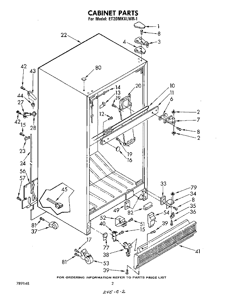 CABINET Diagram and Parts List for ET20MKXLWR1  Whirlpool Refrigerator