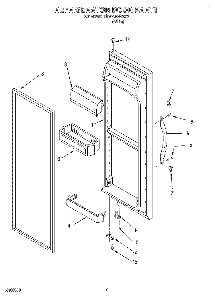 REFRIGERATOR DOOR Diagram and Parts List for TS25AFXHW00  Estate Refrigerator