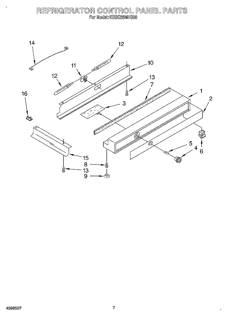 REFRIGERATOR CONTROL PANEL Diagram and Parts List for KSSC36MHS00  KitchenAid Refrigerator