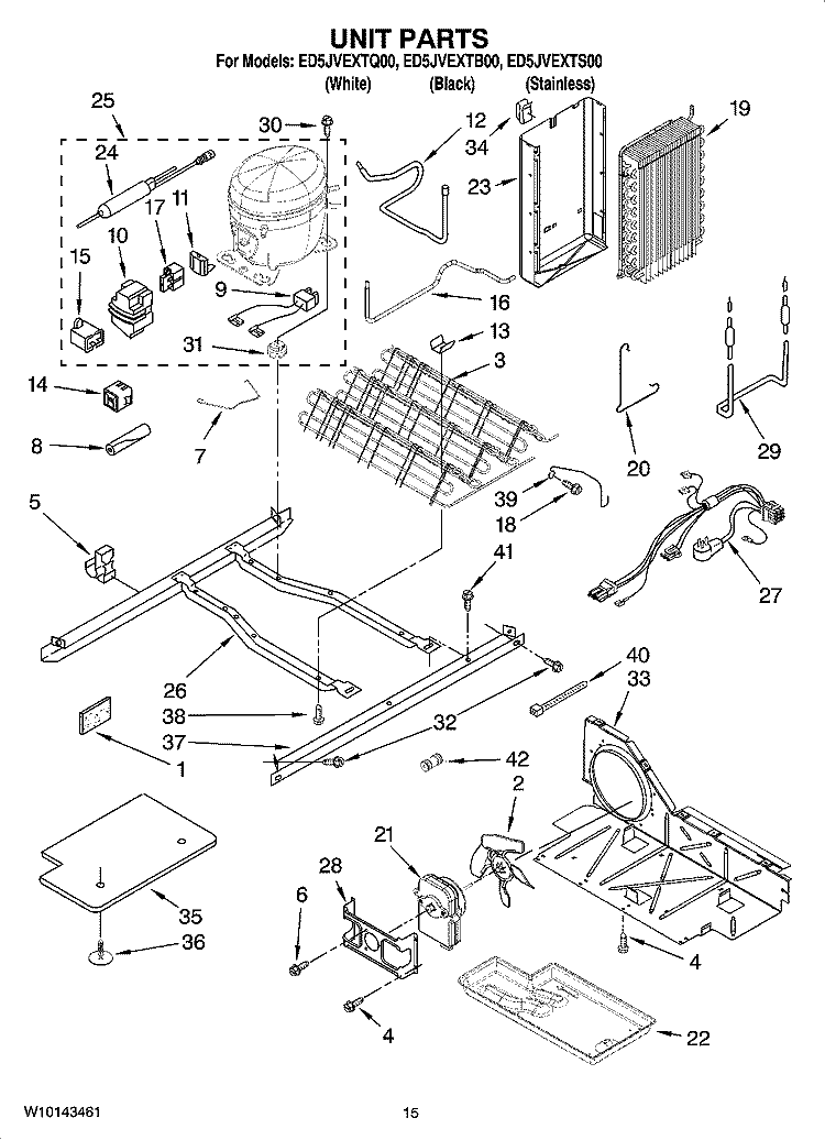 UNIT PARTS Diagram and Parts List for ED5JVEXTS00  Whirlpool Refrigerator
