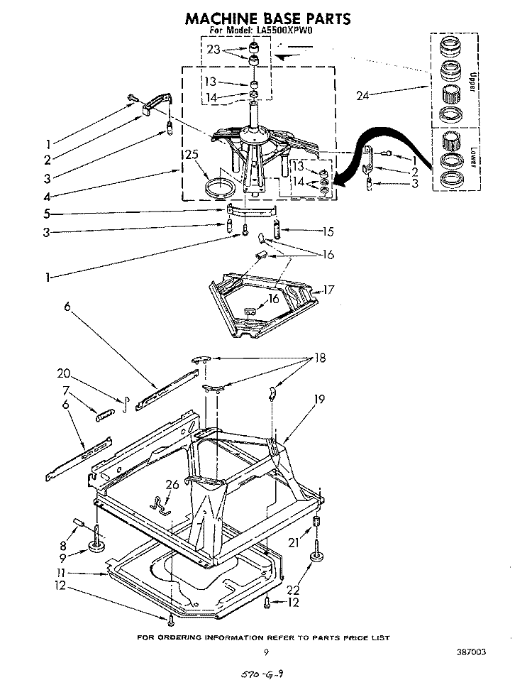 MACHINE BASE Diagram and Parts List for LA5500XPW0  Whirlpool Washer
