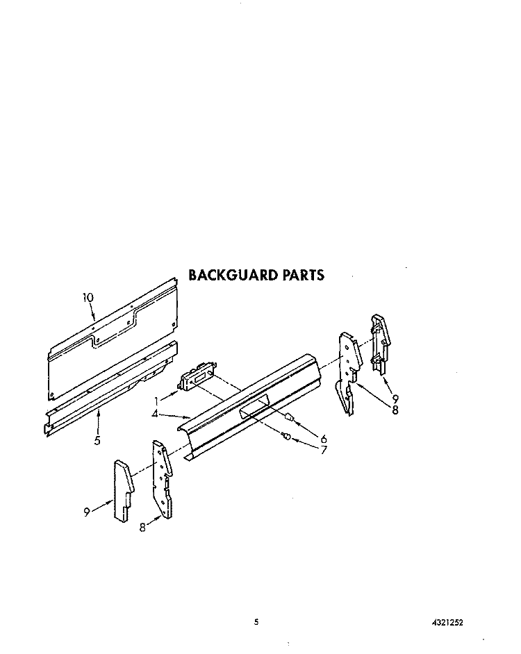 BACKGUARD Diagram and Parts List for FGP335VW2  Roper Range