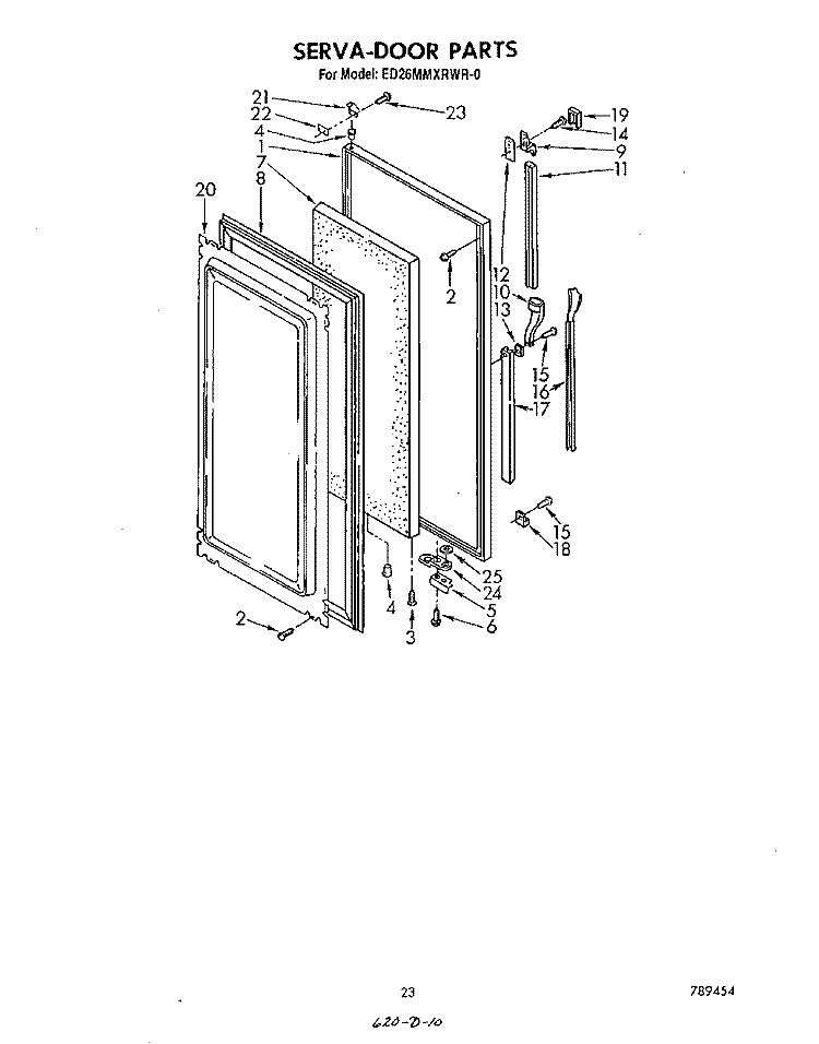 SERVA-DOOR , NOT INCLUDED, OPTIONAL Diagram and Parts List for ED26MMXRWR0  Whirlpool Refrigerator