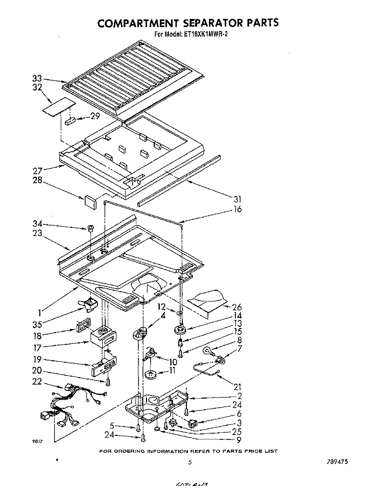 COMPARTMENT SEPARATOR Diagram and Parts List for ET16XK1MWR2  Whirlpool Refrigerator