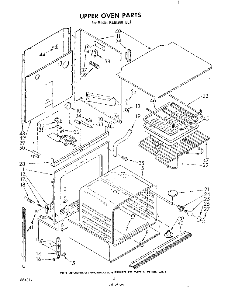 UPPER OVEN Diagram and Parts List for KEBI200TBL1  KitchenAid Wall Oven