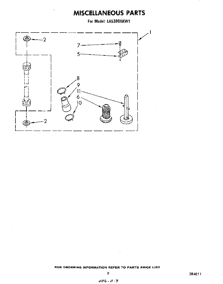 MISCELLANEOUS , LITERATURE AND OPTIONAL Diagram and Parts List for LA5300XKW1  Whirlpool Washer