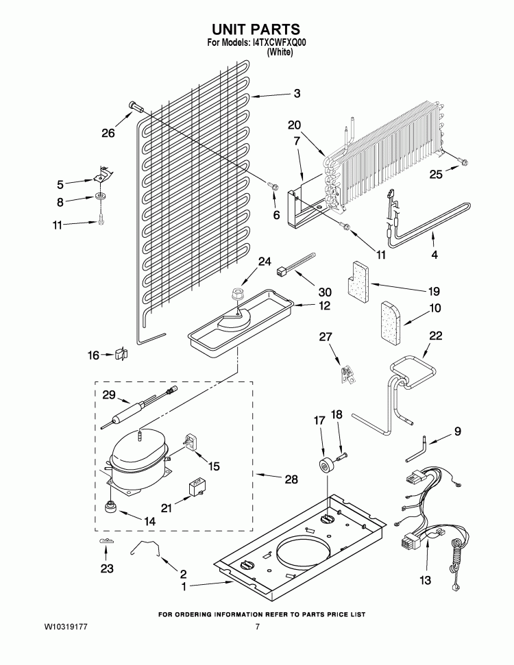 UNIT PARTS Diagram and Parts List for I4TXCWFXQ00  Inglis Refrigerator