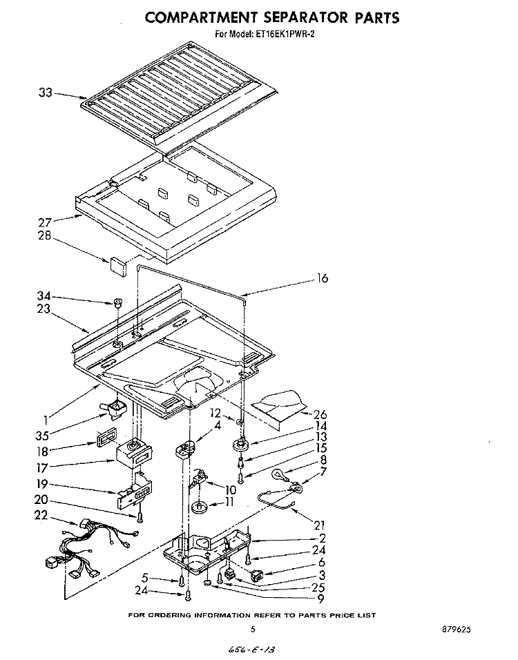COMPARTMENT SEPARATOR Diagram and Parts List for ET16EK1PWR2  Whirlpool Refrigerator