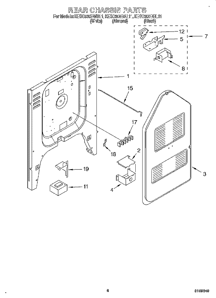 REAR CHASSIS, LIT/OPTIONAL Diagram and Parts List for KESC300BAL11  KitchenAid Range