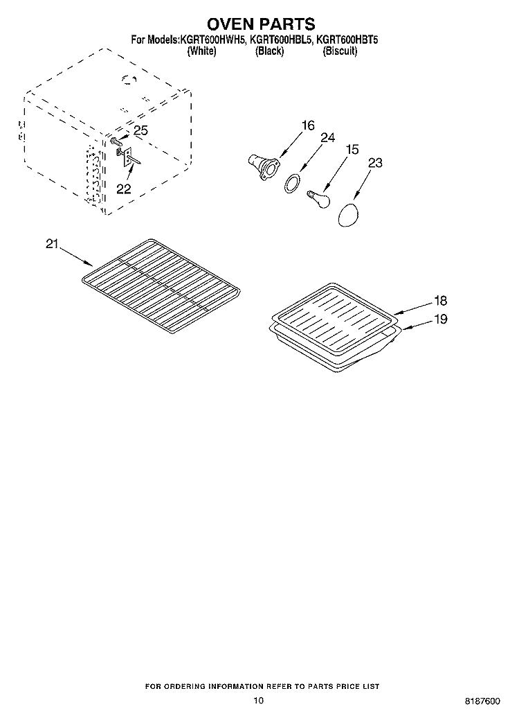 OVEN Diagram and Parts List for KGRT600HBT5  KitchenAid Range