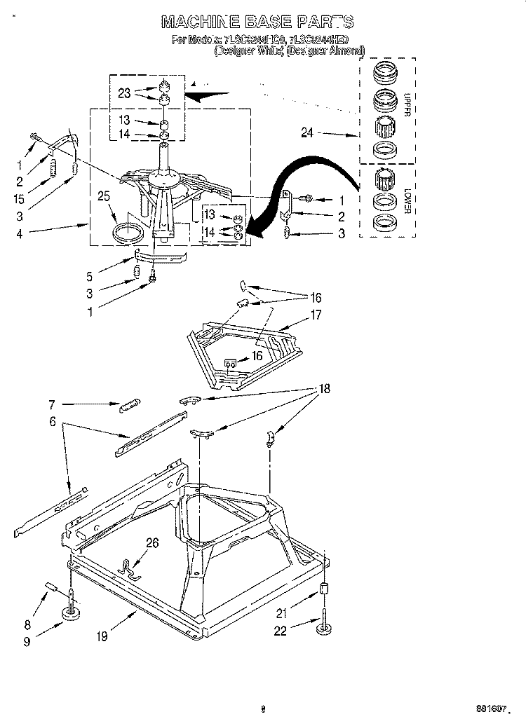 MACHINE BASE Diagram and Parts List for 7LSC8244HQ0  Whirlpool Washer