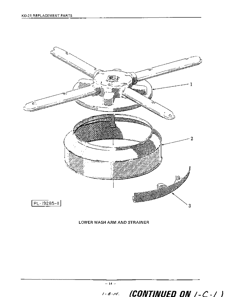 LOWER WASH ARM AND STRAINER Diagram and Parts List for KDC21D  KitchenAid Dishwasher