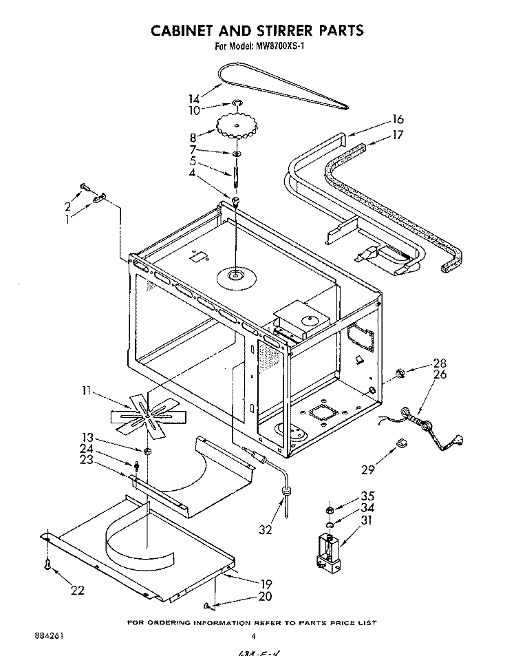 CABINET AND STIRRER Diagram and Parts List for MW8700XS1  Whirlpool Microwave