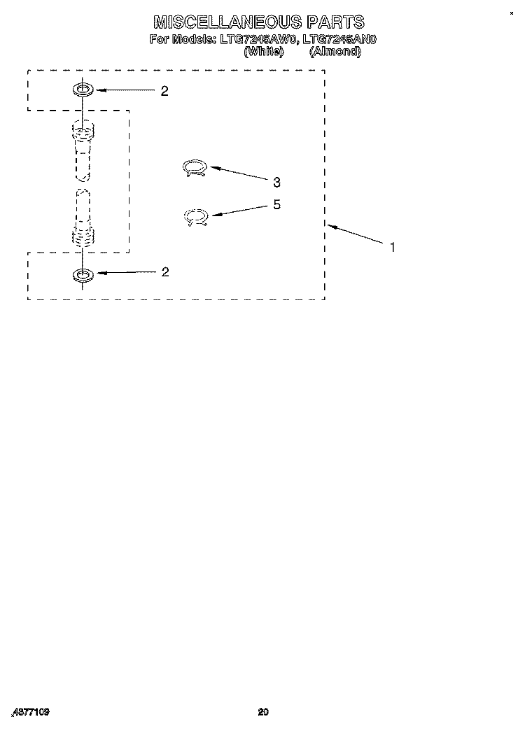 MISCELLANEOUS, LIT/OPTIONAL Diagram and Parts List for LTG7245AN0  Whirlpool Washer Dryer Combo