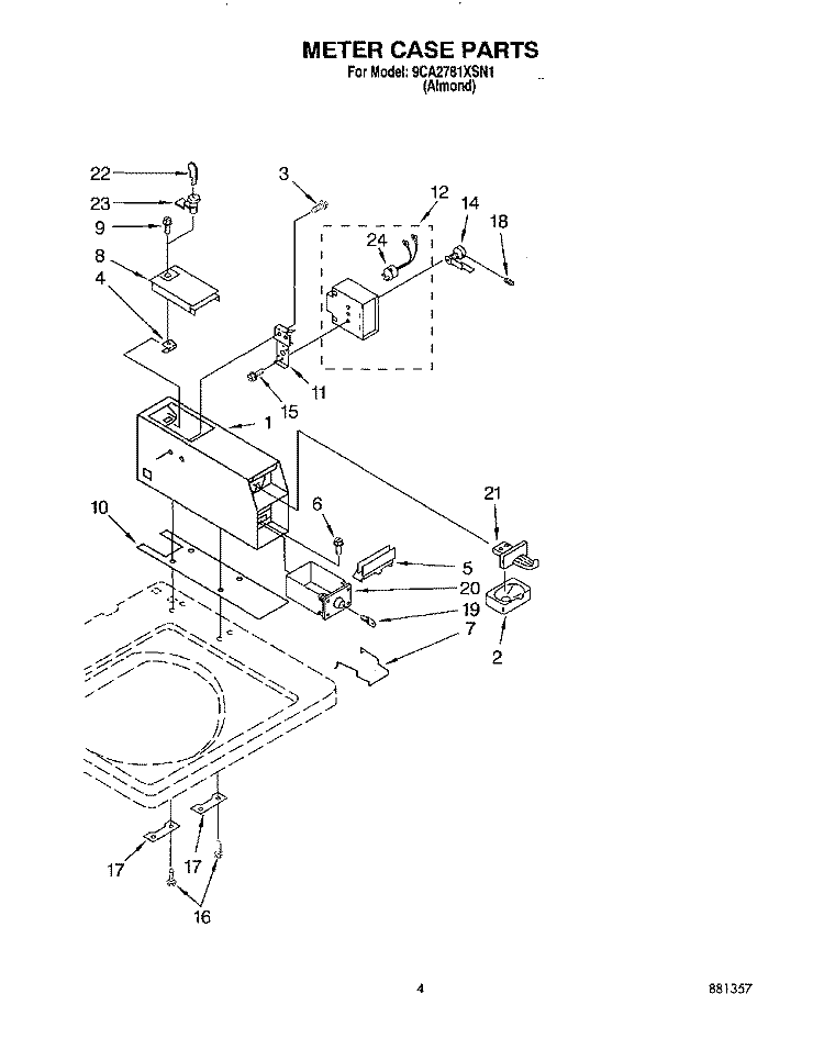 METER CASE Diagram and Parts List for 9CA2781XSN1  Whirlpool Washer