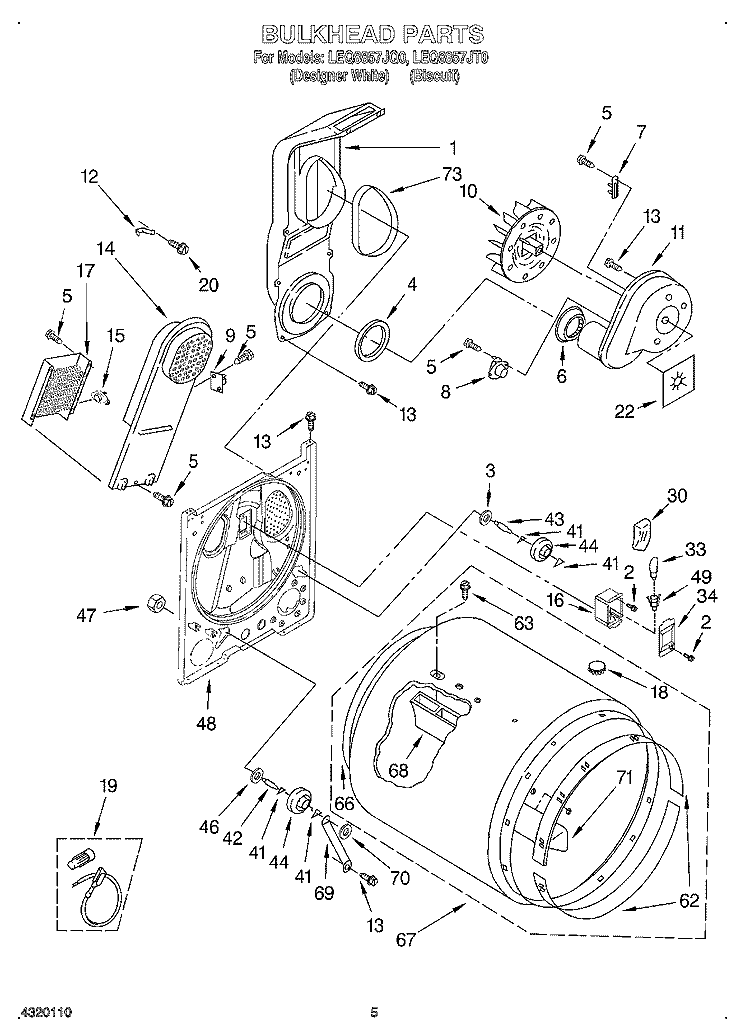 SECTION Diagram and Parts List for LEQ8857JT0  Whirlpool Dryer