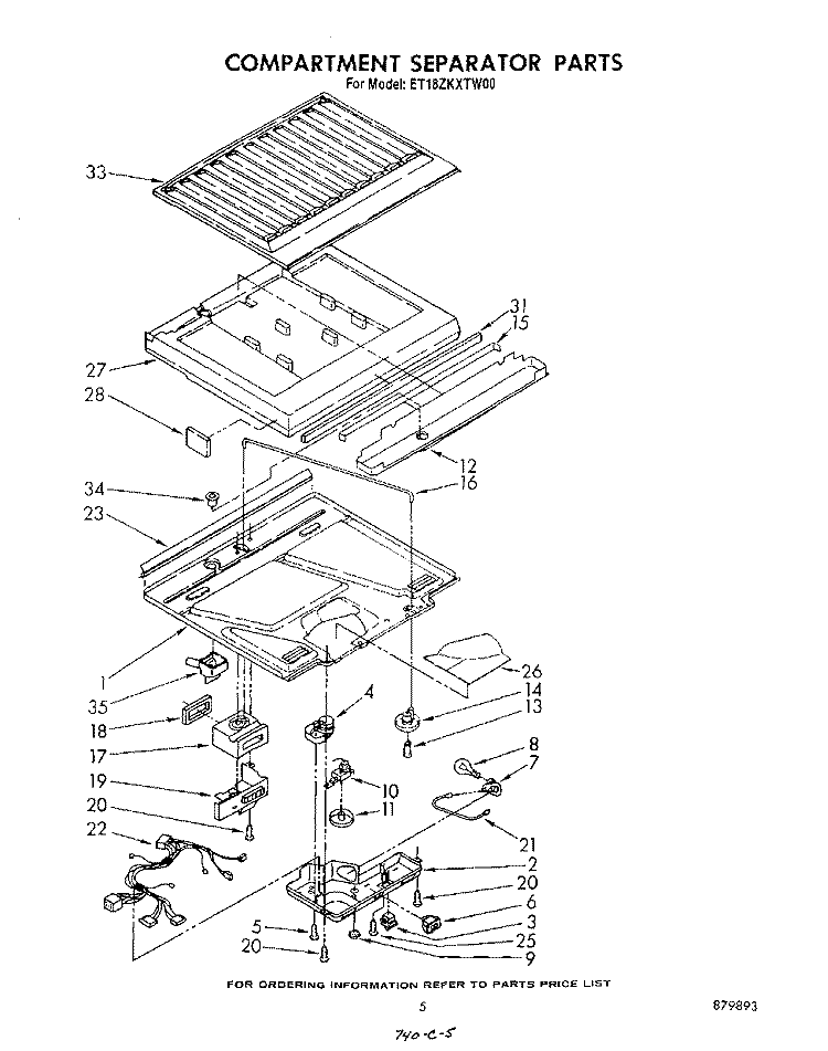 COMPARTMENT SEPARATOR Diagram and Parts List for ET18ZKXTN00  Whirlpool Refrigerator