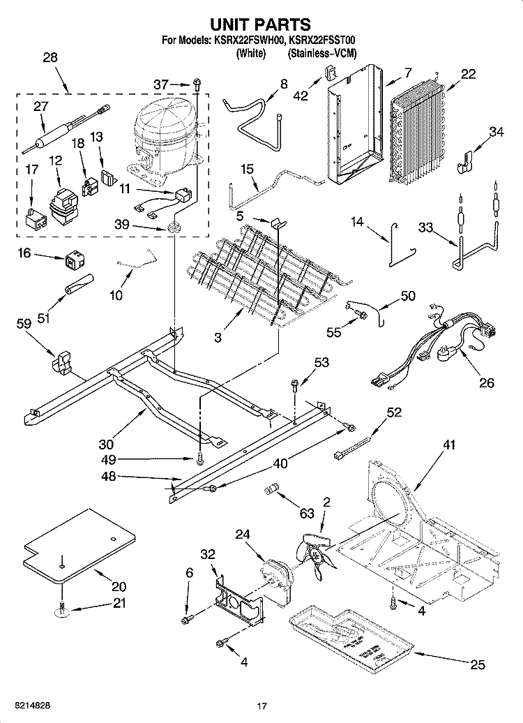 UNIT PARTS Diagram and Parts List for KSRX22FSST00  KitchenAid Refrigerator