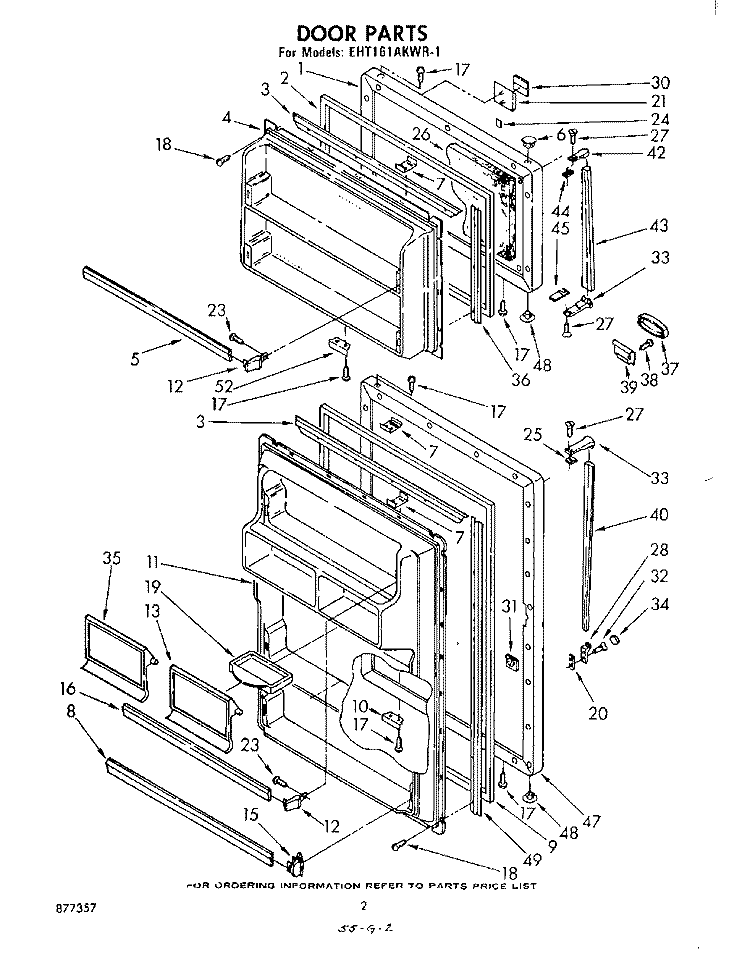DOOR Diagram and Parts List for EHT161AKWR1  Whirlpool Refrigerator