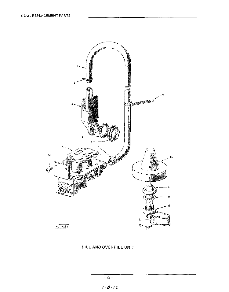 FILL AND OVERFILL Diagram and Parts List for KDC21D  KitchenAid Dishwasher
