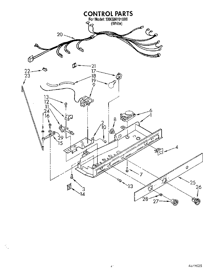 CONTROL Diagram and Parts List for 3XKGN701000  Whirlpool Refrigerator