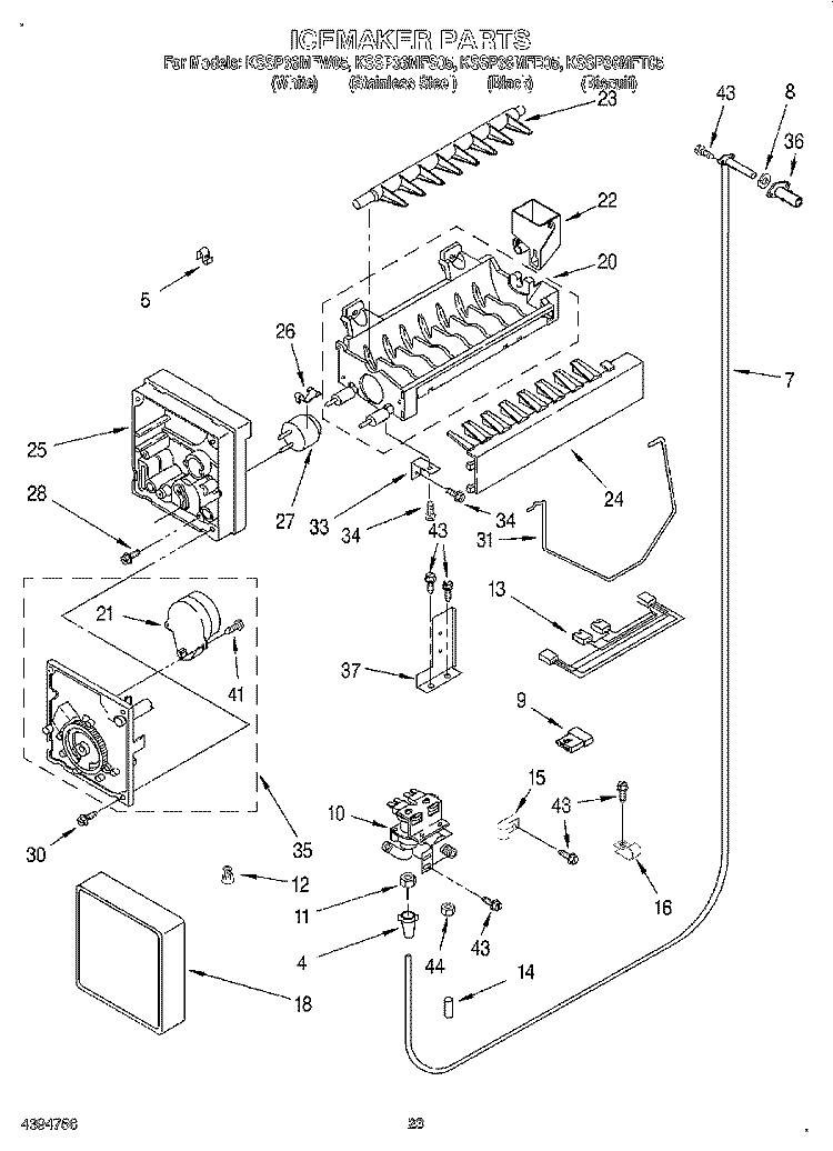 ICEMAKER Diagram and Parts List for KSSP36MFT05  KitchenAid Refrigerator
