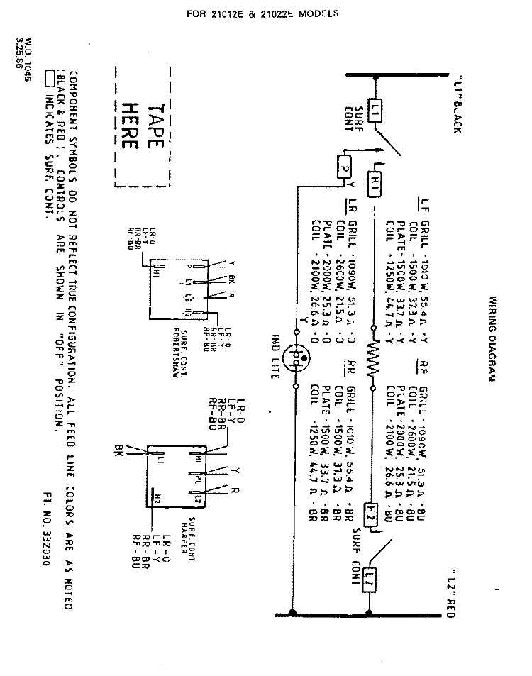 21012E, 21022E Diagram and Parts List for 2101W0E  Roper Range