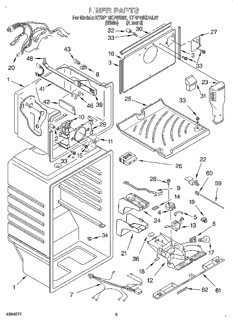 LINER Diagram and Parts List for KTRP18KDAL07  Whirlpool Refrigerator