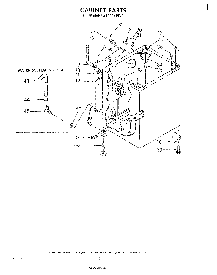 CABINET Diagram and Parts List for LA6800XPW0  Whirlpool Washer