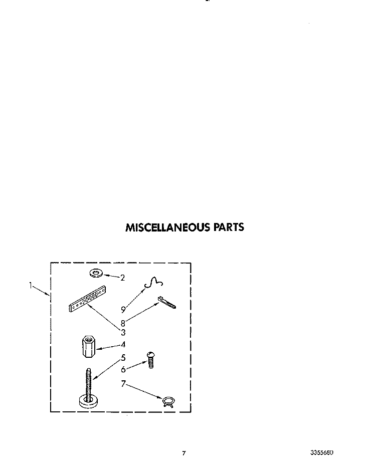 MISCELLANEOUS Diagram and Parts List for AX5133VG1  Whirlpool Washer
