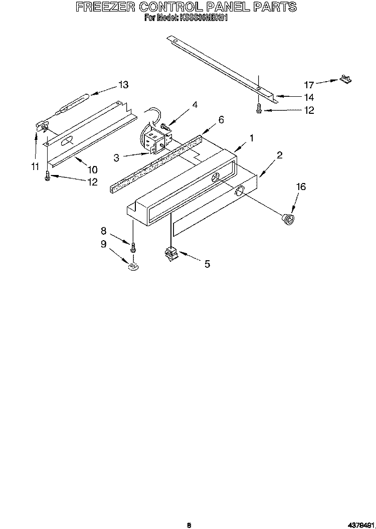FREEZER CONTROL PANEL Diagram and Parts List for KSSS36MBX01  KitchenAid Refrigerator