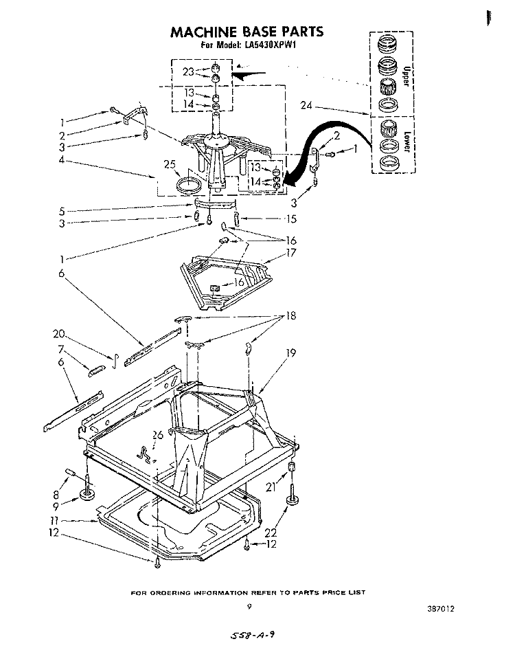 MACHINE BASE Diagram and Parts List for LA5430XPW1  Whirlpool Washer