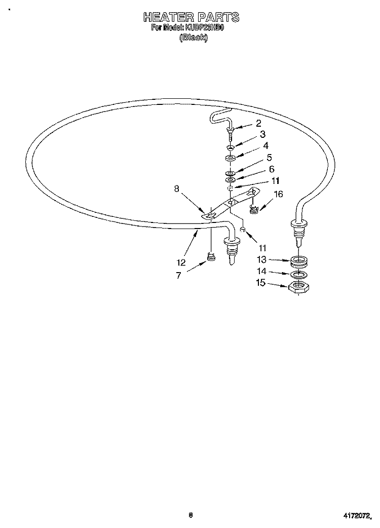 HEATER Diagram and Parts List for KUDP23HB0  KitchenAid Dishwasher