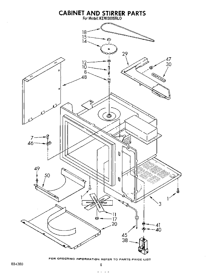 CABINET AND STIRRER Diagram and Parts List for KEMI300SBL0  KitchenAid Microwave Oven Combo
