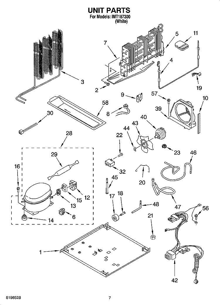 UNIT PARTS Diagram and Parts List for IMT187300  Inglis Refrigerator