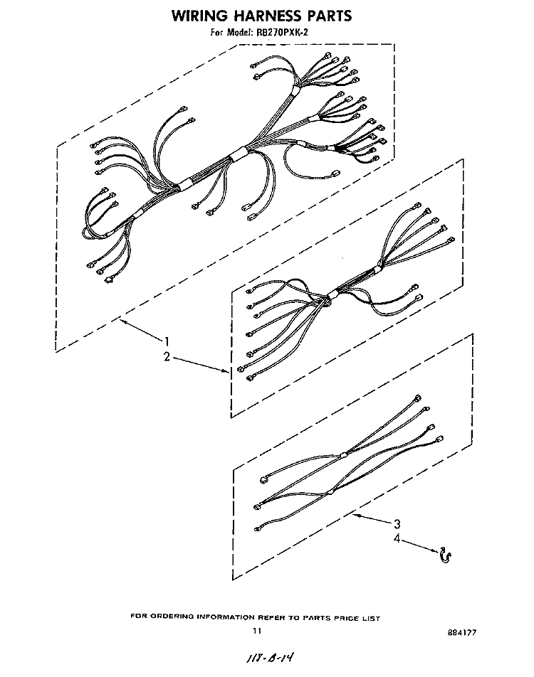 WIRING HARNESS Diagram and Parts List for RB270PXK2  Whirlpool Wall Oven