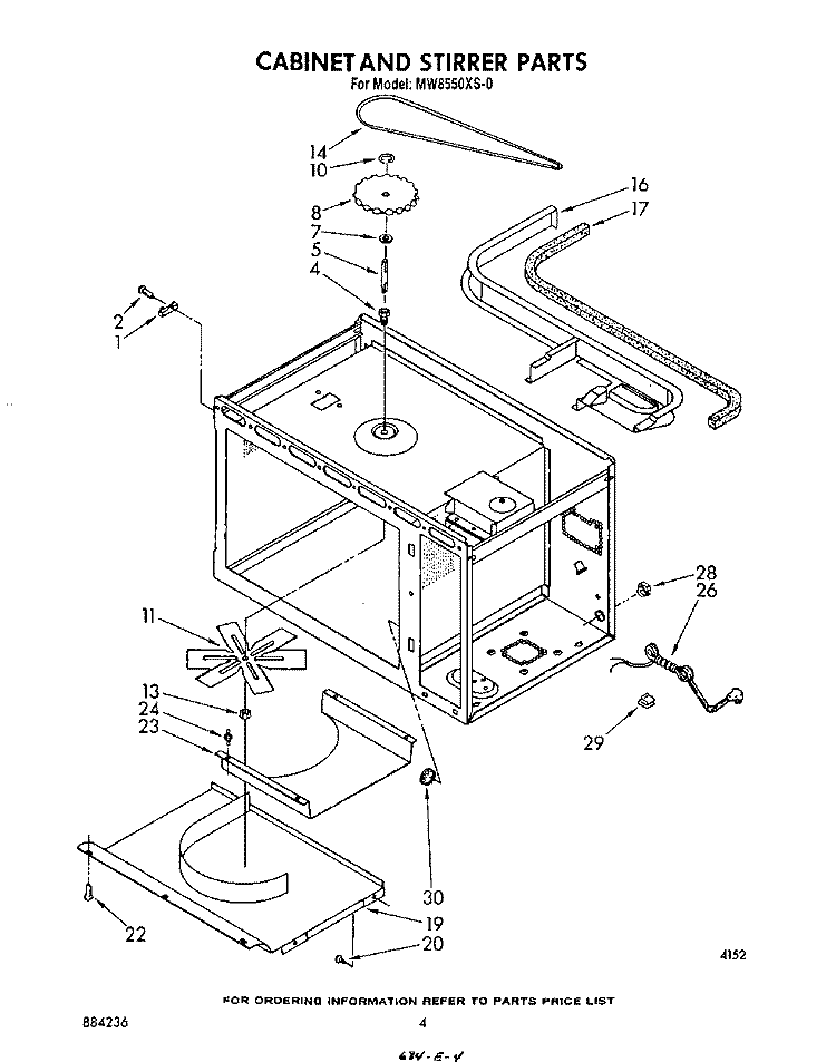 CABINET AND STIRRER Diagram and Parts List for MW8550XS0  Whirlpool Microwave