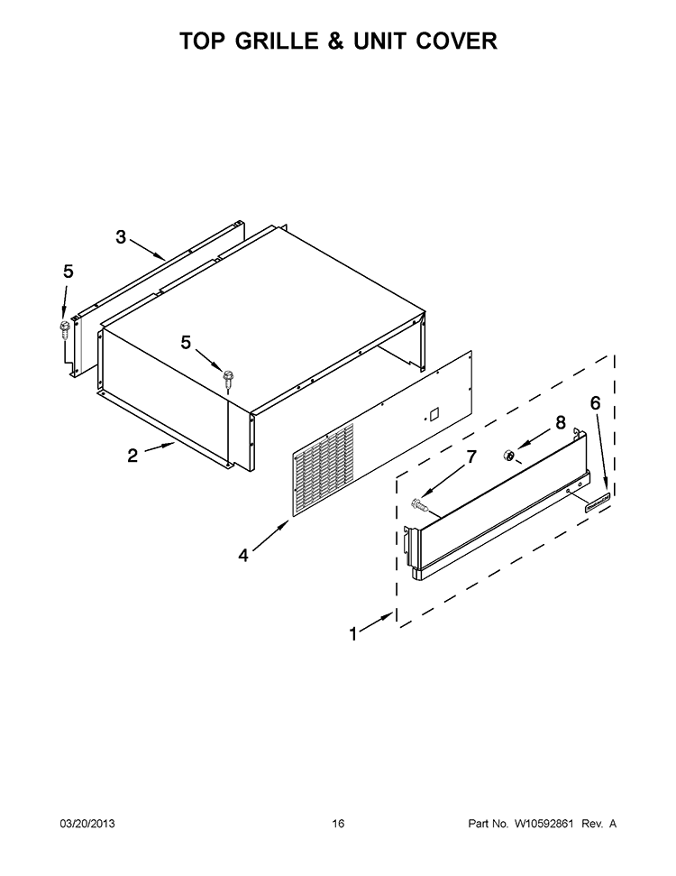 TOP GRILLE & UNIT COVER Diagram and Parts List for KBFC42FTS07  KitchenAid Refrigerator