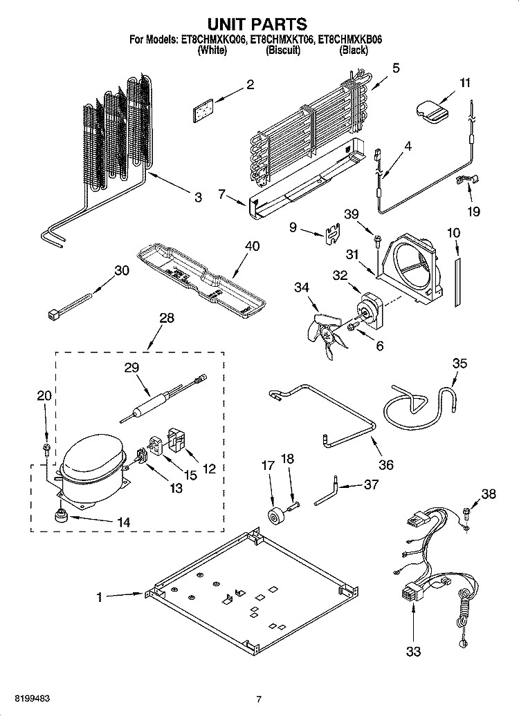 UNIT PARTS Diagram and Parts List for ET8CHMXKB06  Whirlpool Refrigerator