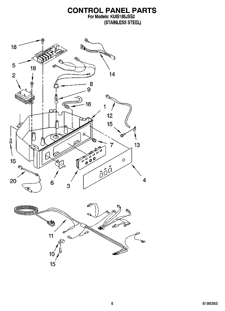 CONTROL PANEL PARTS Diagram and Parts List for KUIS185JSS2  KitchenAid Ice Maker
