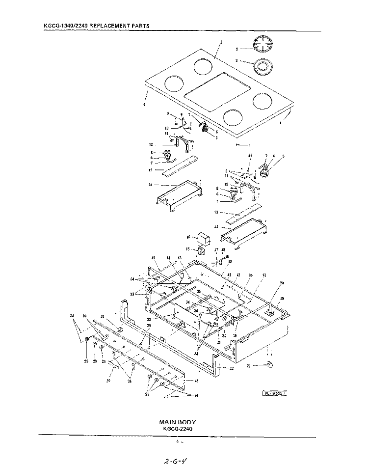 MAIN BODY Diagram and Parts List for KGCG2240  KitchenAid Cooktop