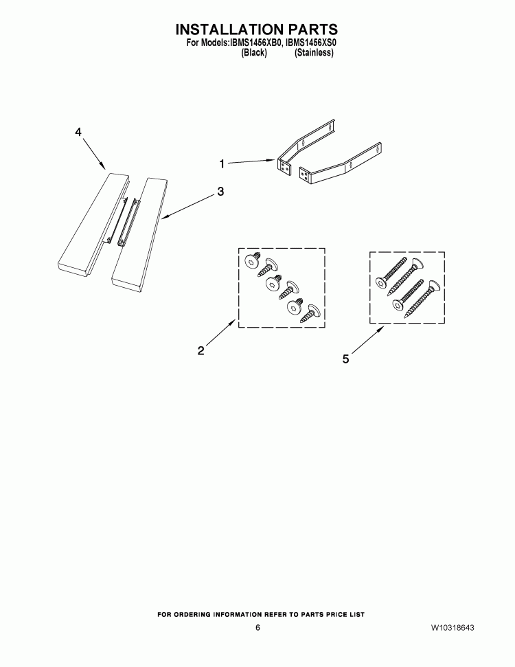 INSTALLATION PARTS Diagram and Parts List for IBMS1456XB0  Whirlpool Microwave