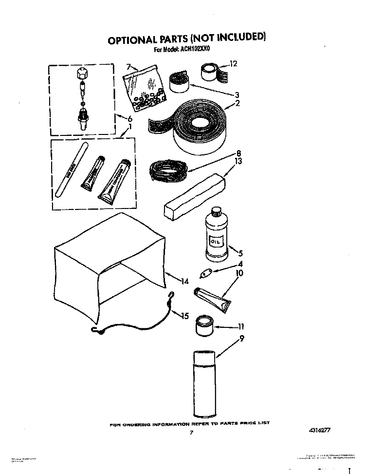 OPTIONAL Diagram and Parts List for ACH102XX0  Whirlpool Air Conditioner
