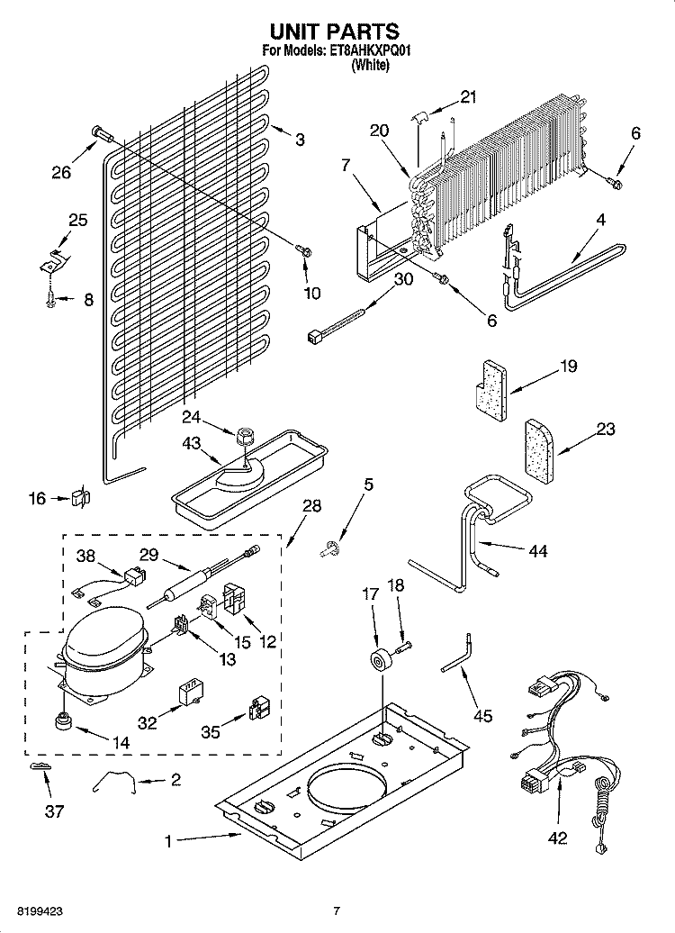 UNIT PARTS Diagram and Parts List for ET8AHKXPQ01  Whirlpool Refrigerator