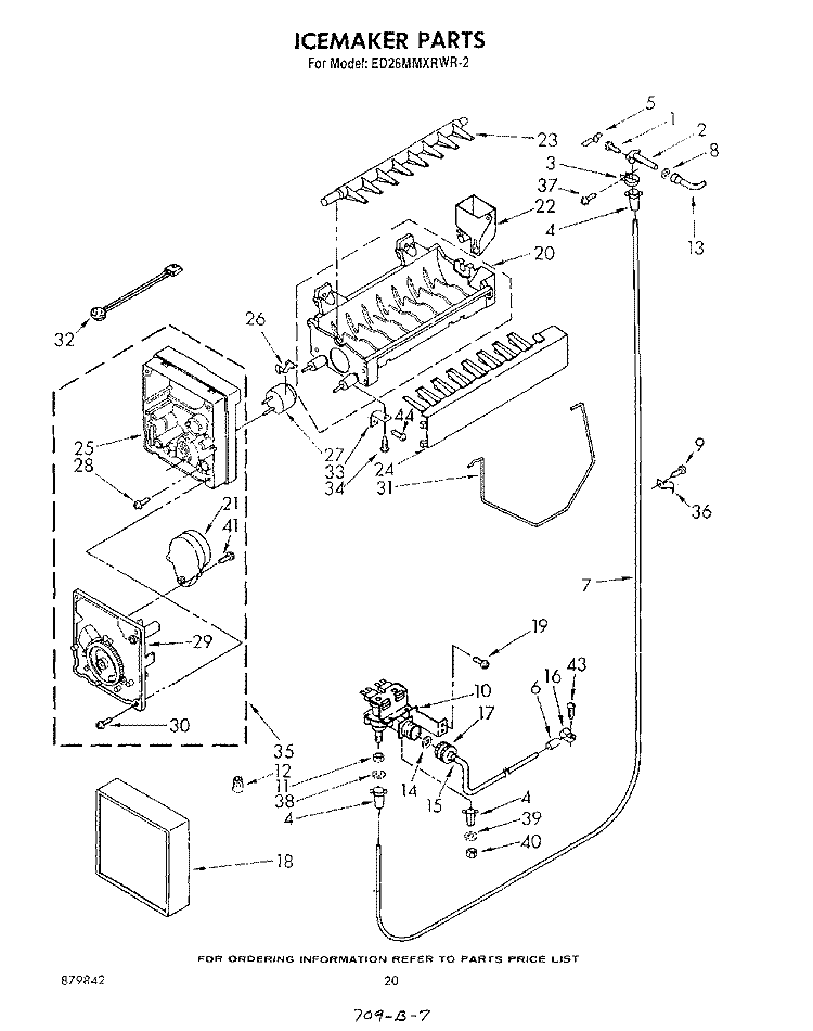 ICEMAKER Diagram and Parts List for ED26MMXRWR2  Whirlpool Refrigerator