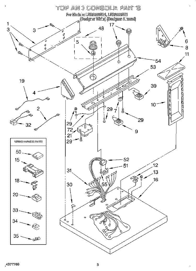SECTION Diagram and Parts List for LER8858EZ1  Whirlpool Dryer