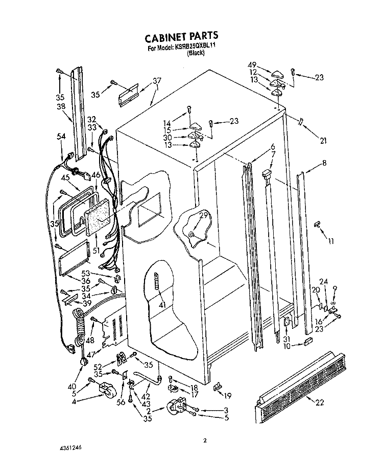 CABINET Diagram and Parts List for KSRB25QXBL11  KitchenAid Refrigerator